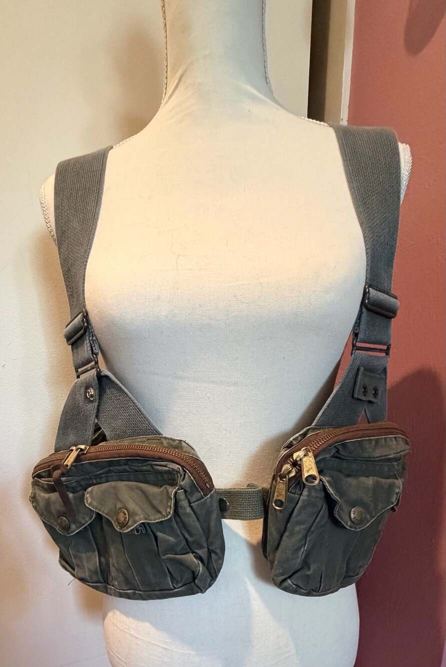 Filson Vintage Fly Fishing Chest Pack Vest Olive Green Canvas Style 1433